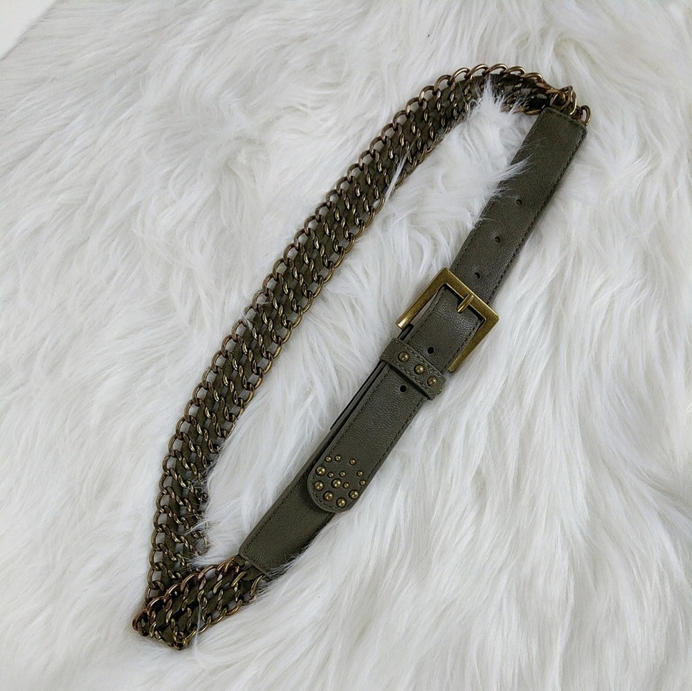 🍂Express Army Green Antique Gold Chainlink Belt
